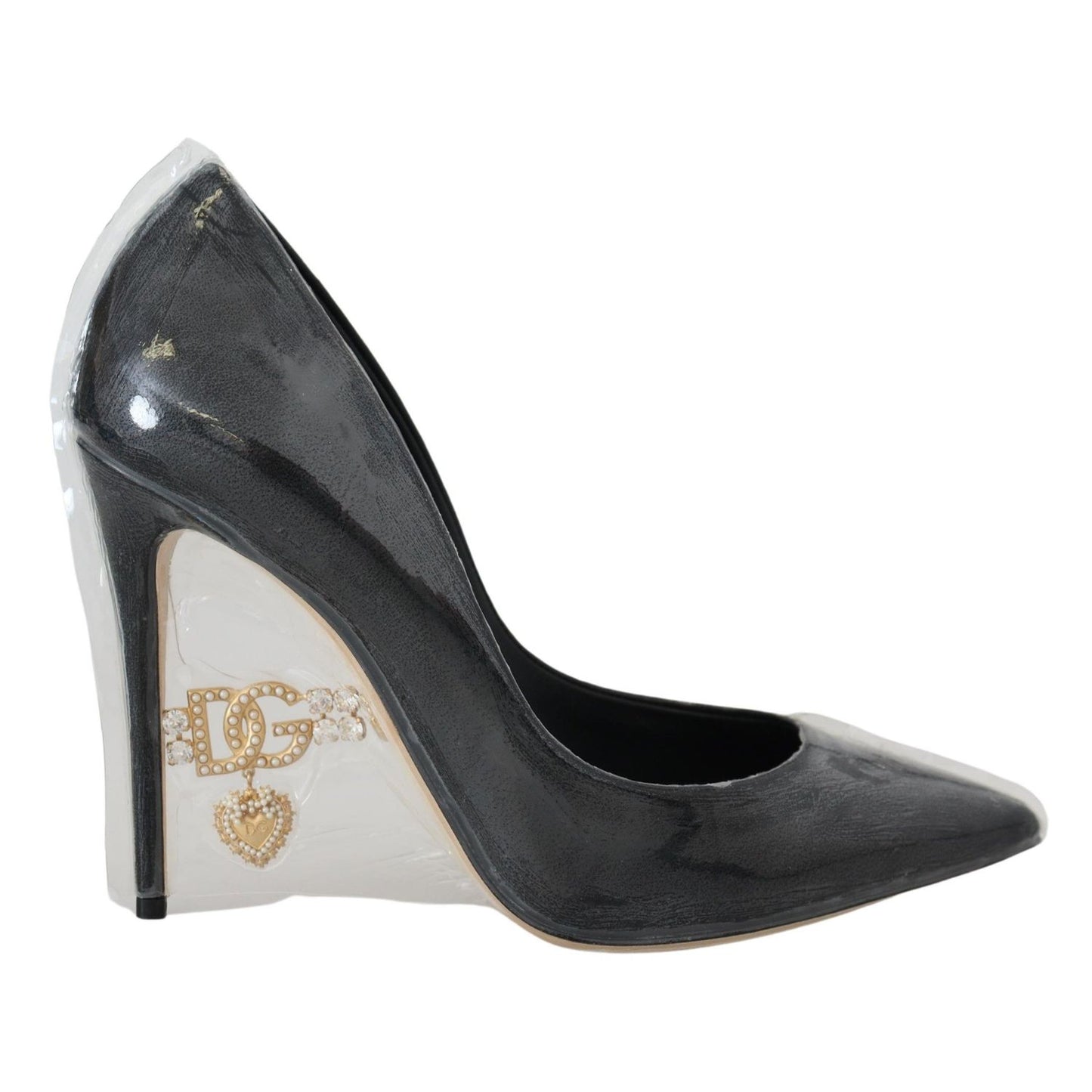 Dolce & Gabbana Black Leather Heels Pumps Plastic Wrapped Shoes