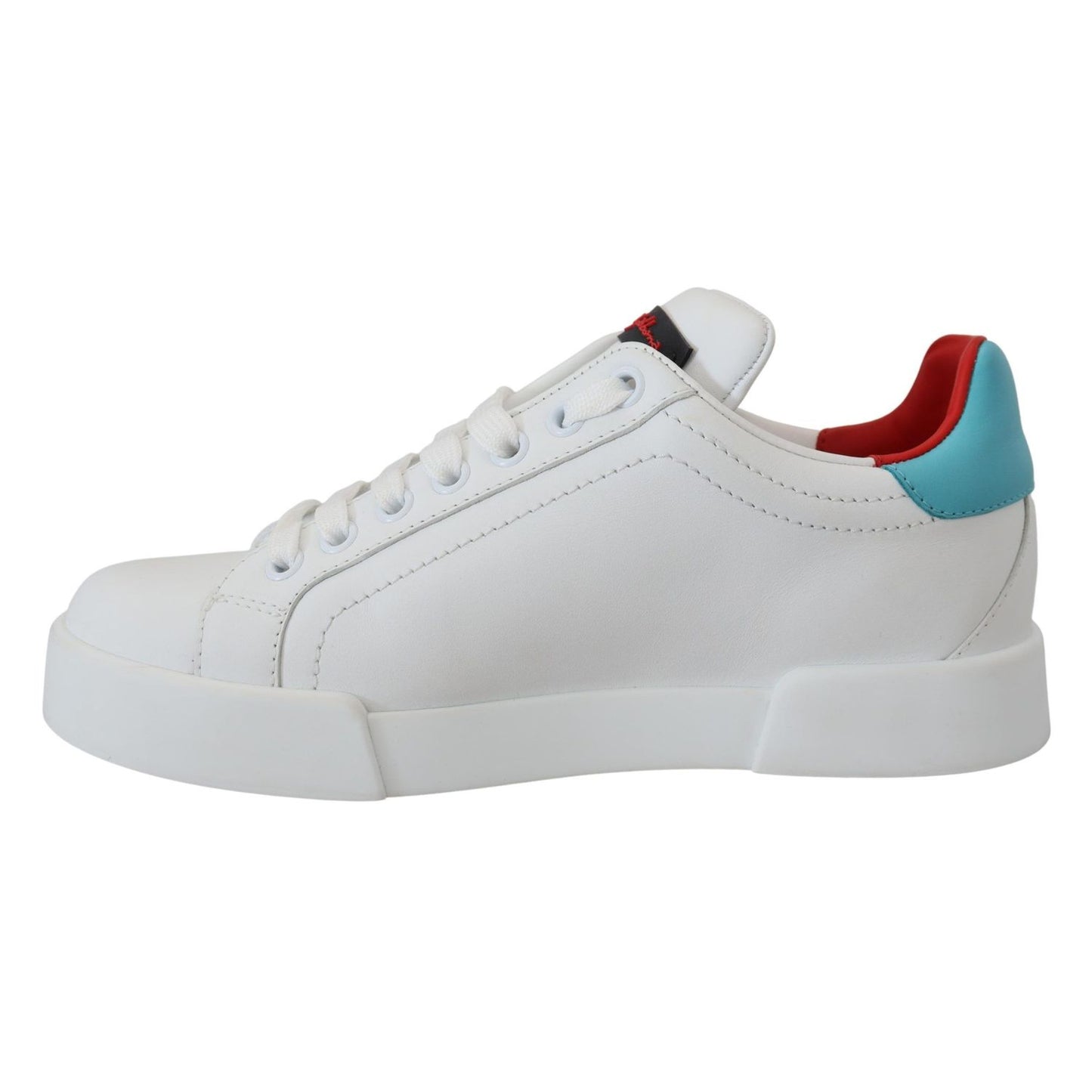 Dolce & Gabbana White Leather Sneaker Portofino Logo Heart Shoes