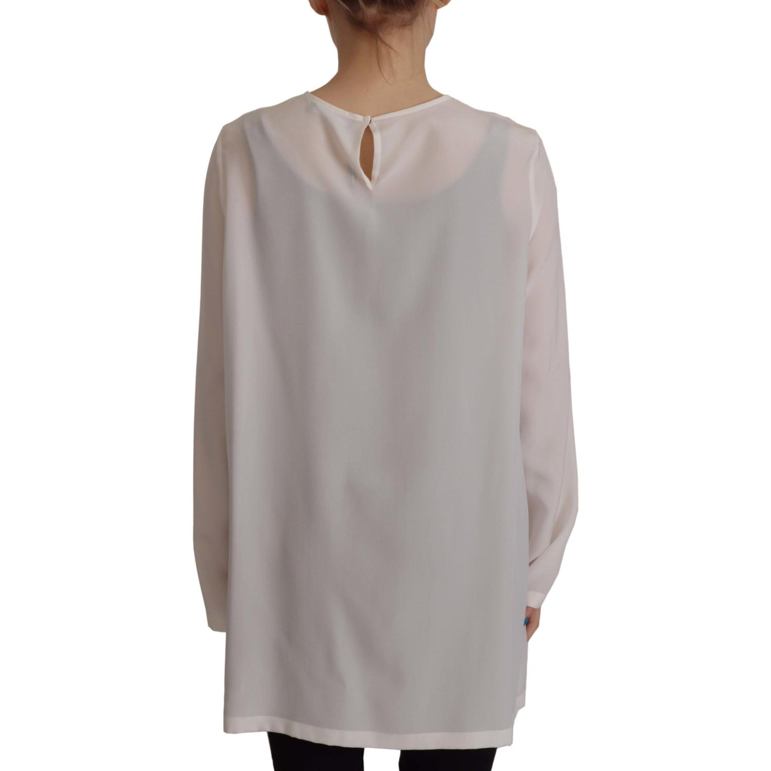 带徽标刺绣的优雅真丝上衣