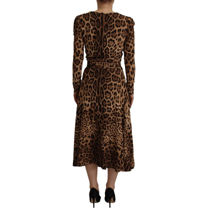 Dolce & Gabbana Brown Leopard Wrap A-line Maxi Viscose Dress