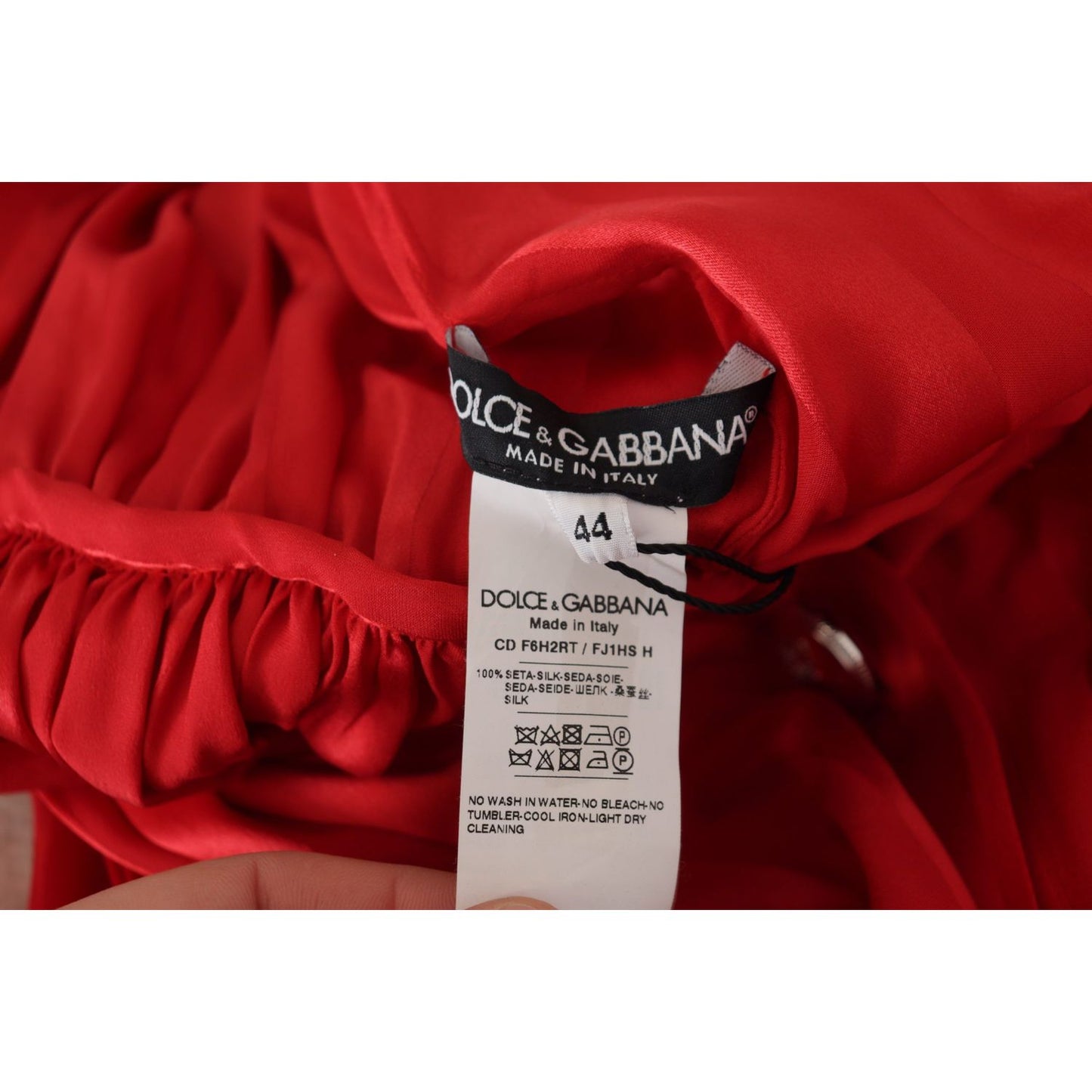 Dolce & Gabbana Red Button Down Belted Midi Satin Silk Dress