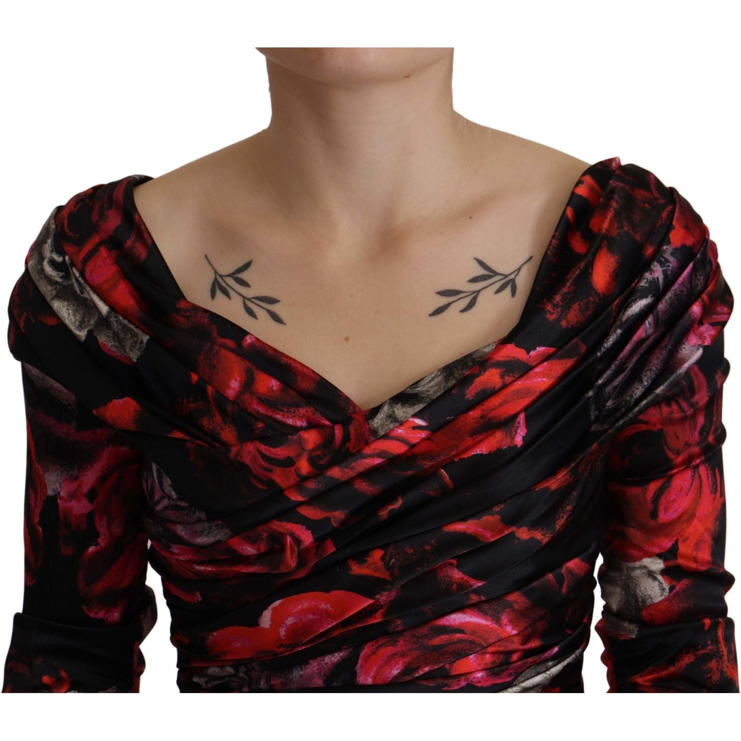 优雅花卉 A 字形紧身连衣裙