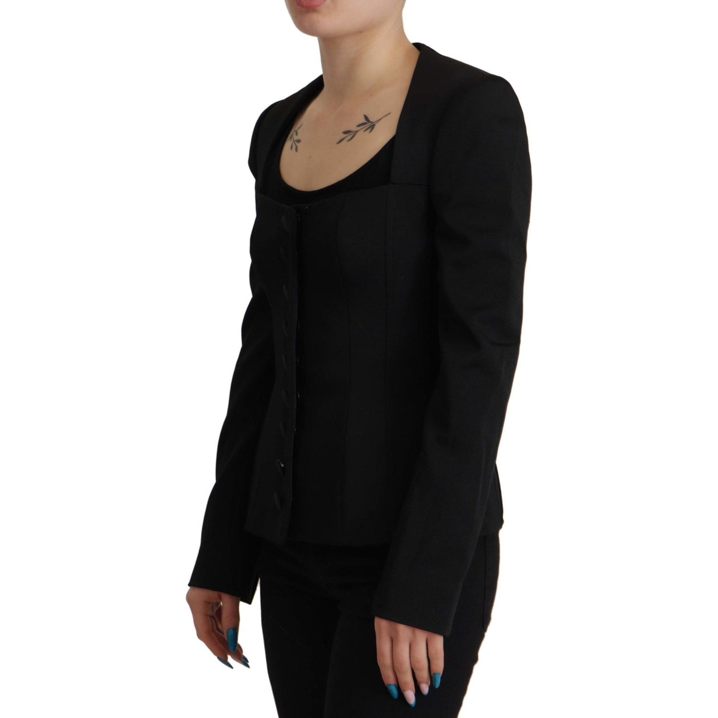 Dolce & Gabbana Black Slim Fit Long Sleeves Snap Jacket