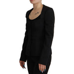 Dolce & Gabbana Black Slim Fit Long Sleeves Snap Jacket