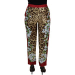 Dolce & Gabbana Multicolor Leopard Flora Printed Mid Waist Trouser Pants