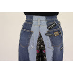 Dolce & Gabbana Multicolor Patchwork DG Fashion Wide Leg Denim Pant