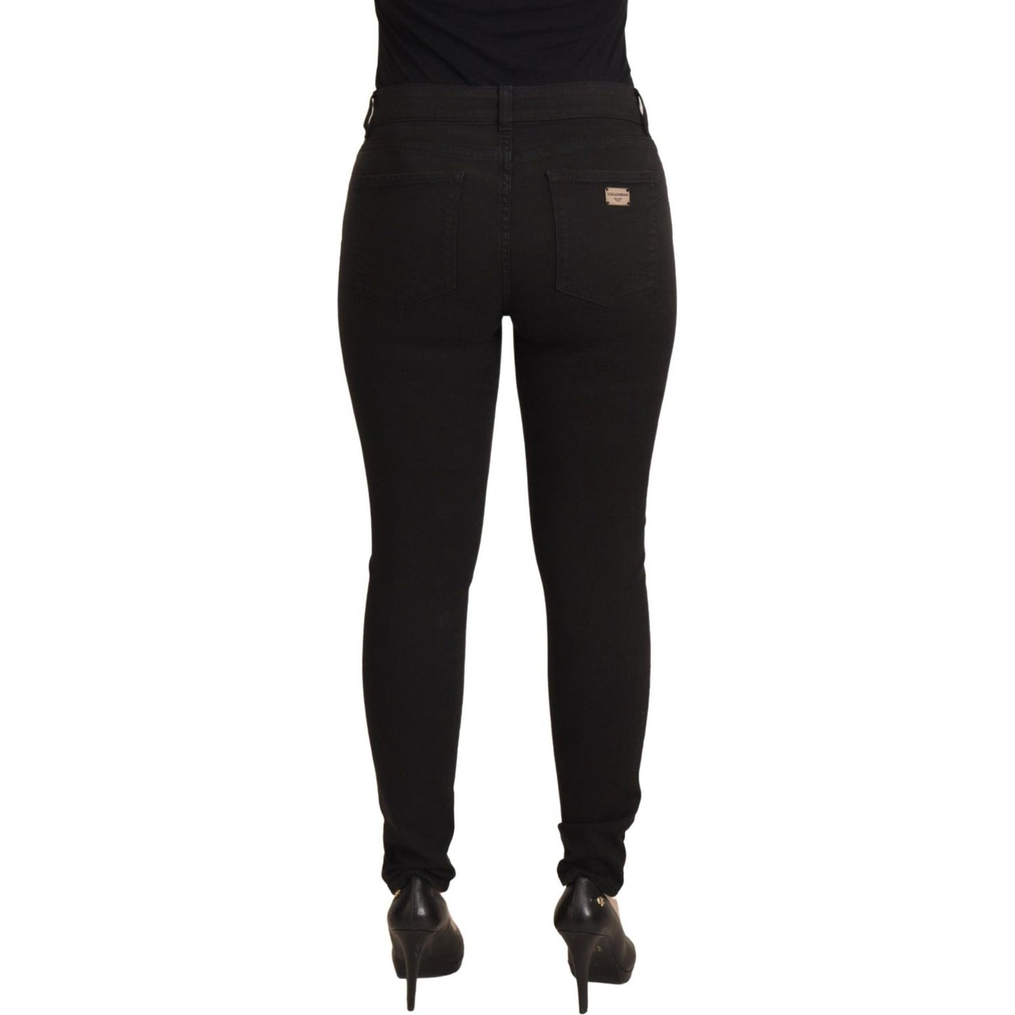 Dolce & Gabbana Black Mid Waist Skinny Denim Cotton Jeans