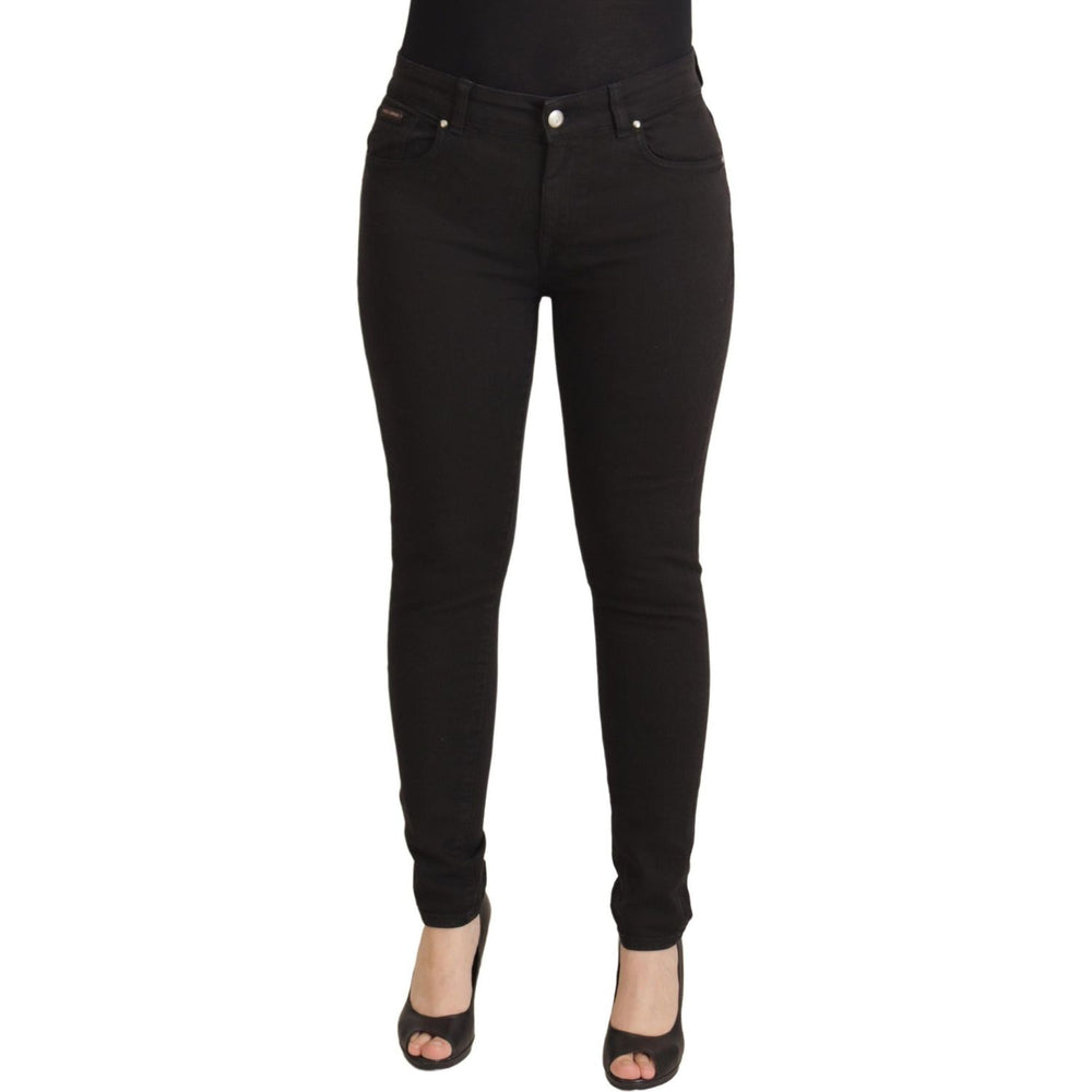 Dolce & Gabbana Black Mid Waist Skinny Denim Cotton Jeans