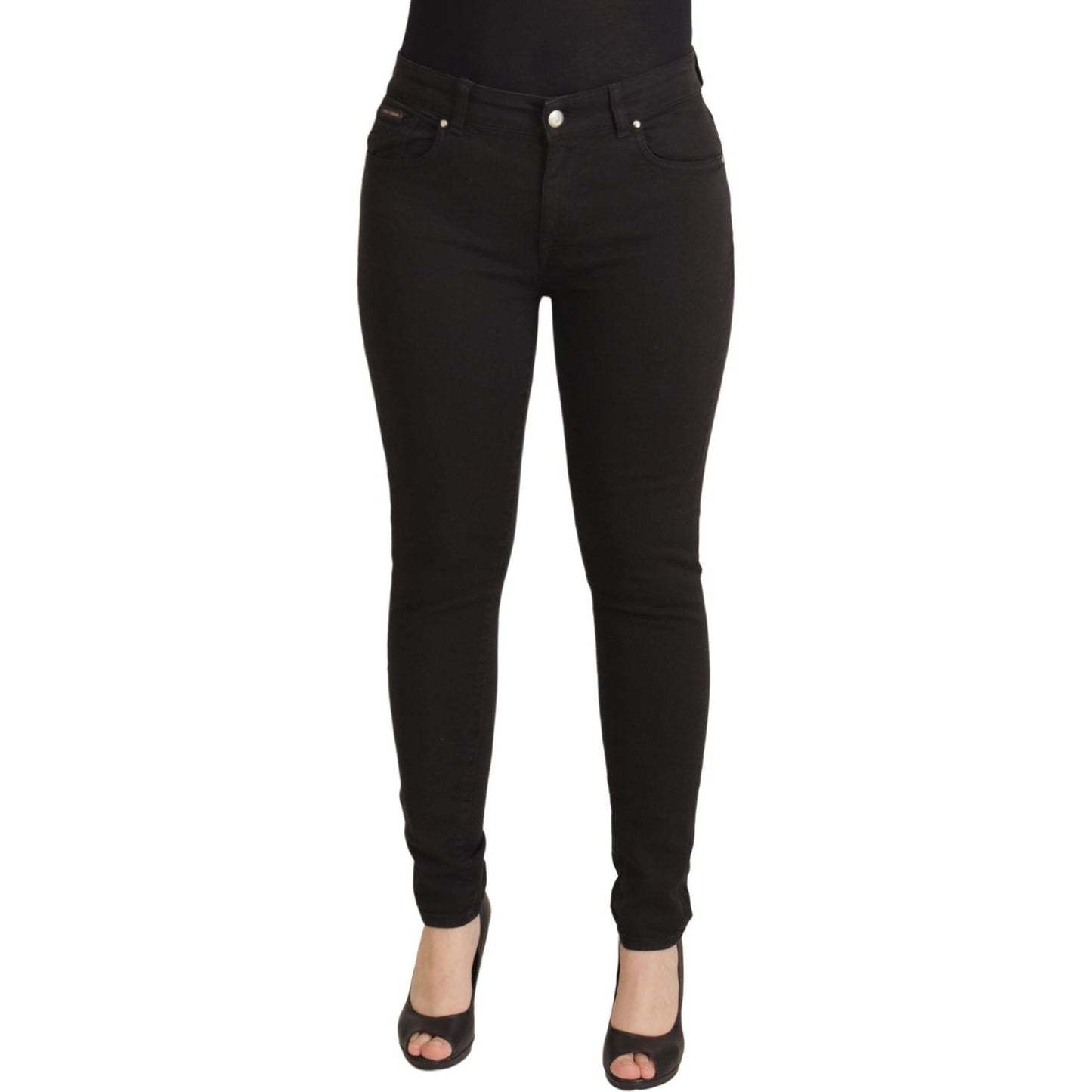 Dolce & Gabbana Black Mid Waist Skinny Denim Cotton Jeans