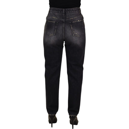 Dolce & Gabbana Black Washed Tattered High Waist Denim Jeans