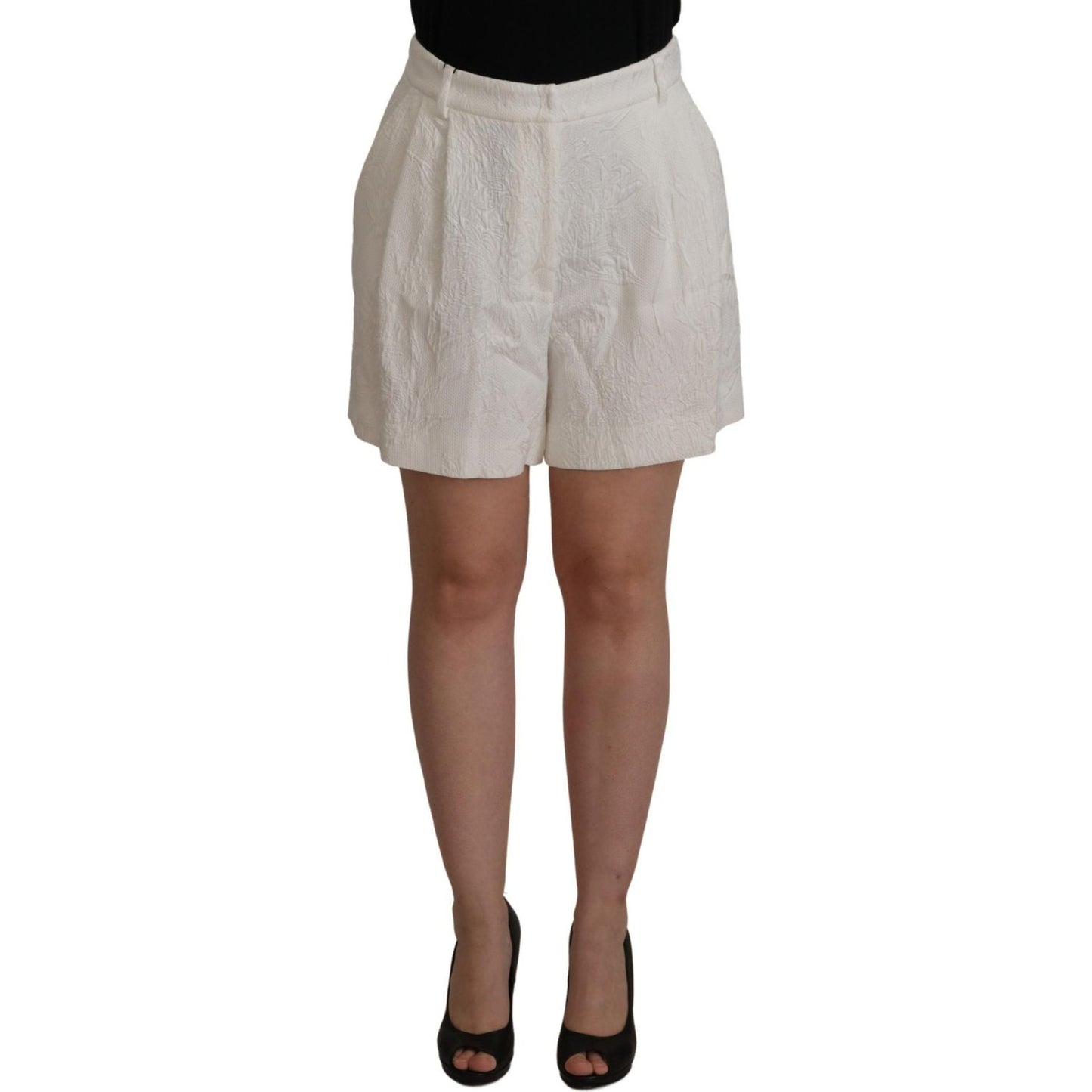 Dolce & Gabbana White High Waist Culotte Cotton Shorts