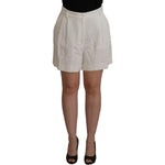 Dolce & Gabbana White High Waist Culotte Cotton Shorts