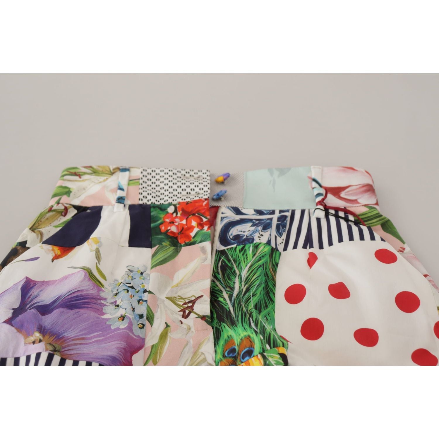 拼布高腰设计师短裤