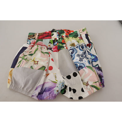 Dolce & Gabbana Multicolor Patchwork High Waist Cotton Shorts