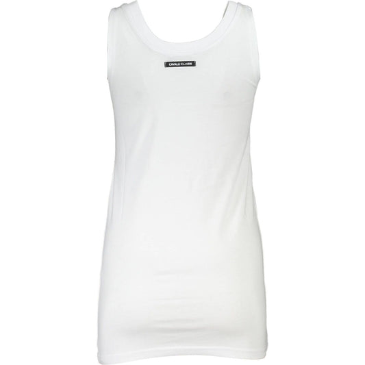 Cavalli Class Elegant White Cotton Tank Top with Logo Print Cavalli Class