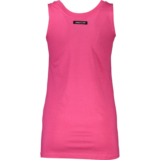 Cavalli Class Elegant Pink Cotton Tank with Logo Print Cavalli Class