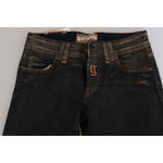 John Galliano Black Washed Mid Waist Flared Denim Pants Cotton