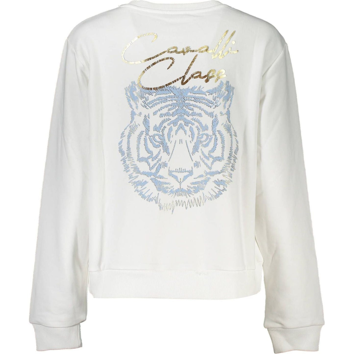 Cavalli Class Chic White Brushed Cozy Sweatshirt Cavalli Class