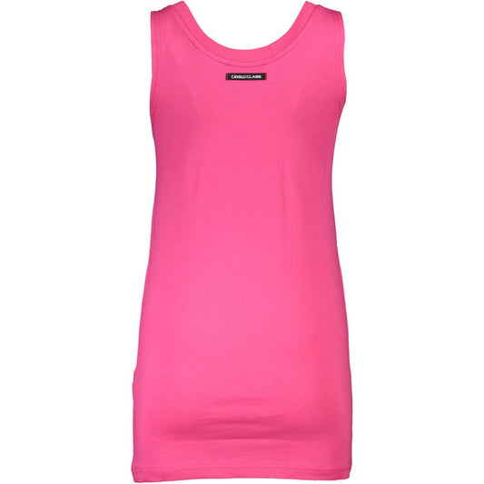 Cavalli Class Chic Pink Printed Tank Top with Logo Cavalli Class