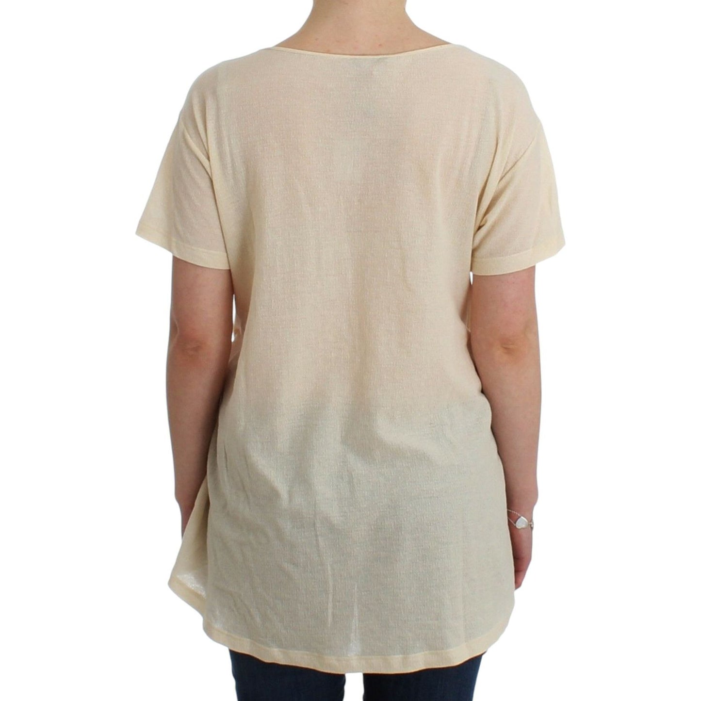 Ermanno Scervino | Elegant White Maxi Cotton T-Shirt| McRichard Designer Brands   