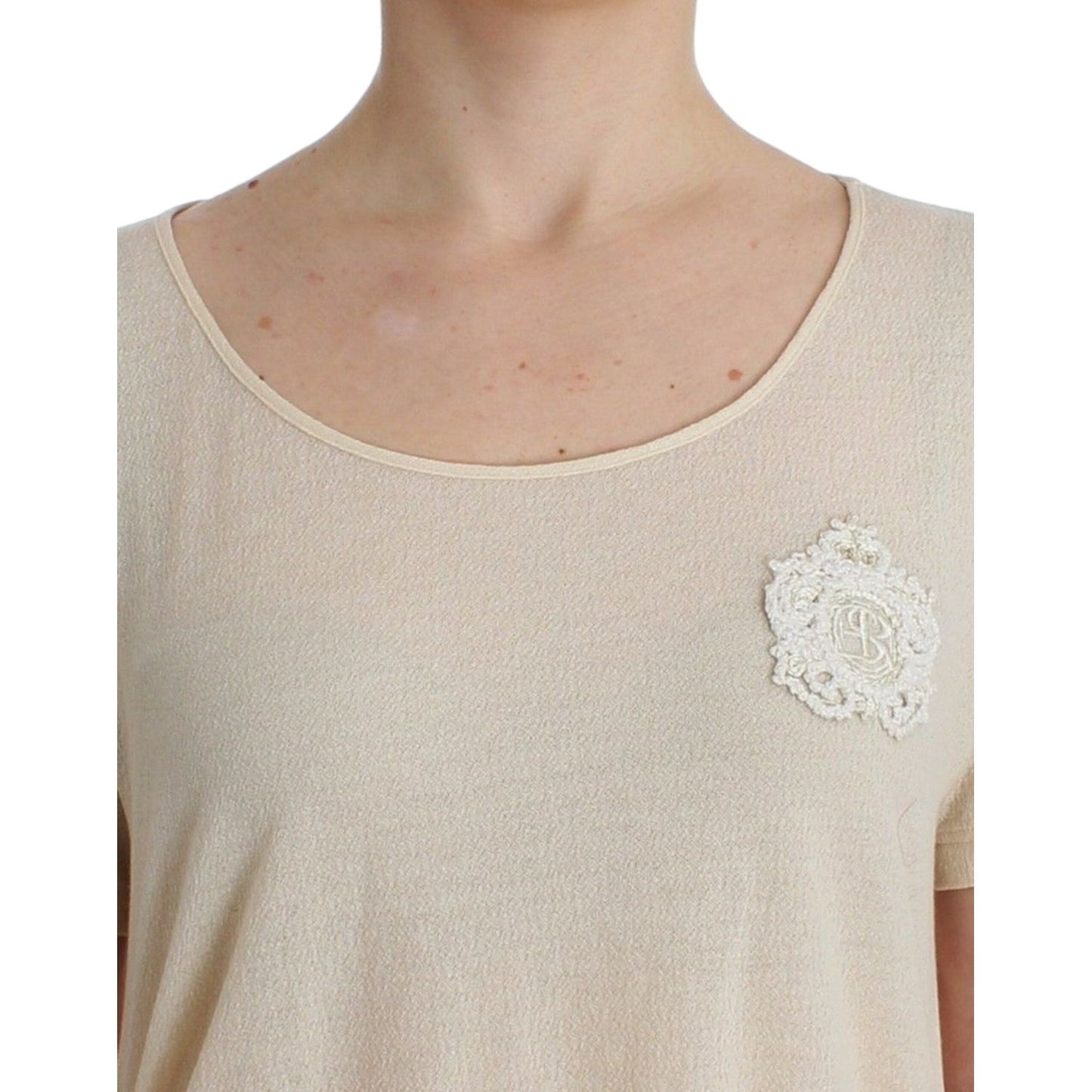 Ermanno Scervino | Elegant White Maxi Cotton T-Shirt| McRichard Designer Brands   