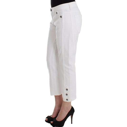 Ermanno Scervino Chic White Cropped Jeans for Sophisticated Style white-cropped-jeans-denim-pants-branded-capri