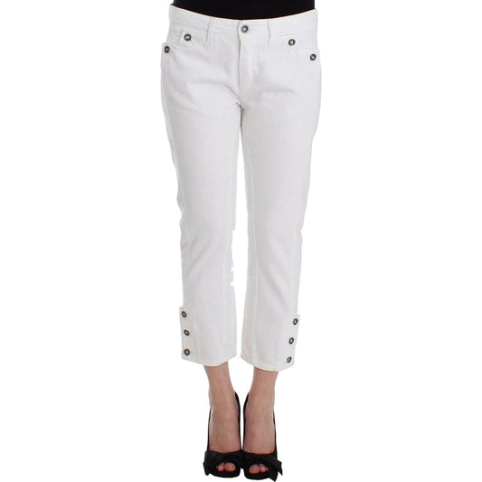Ermanno Scervino Chic White Cropped Jeans for Sophisticated Style white-cropped-jeans-denim-pants-branded-capri