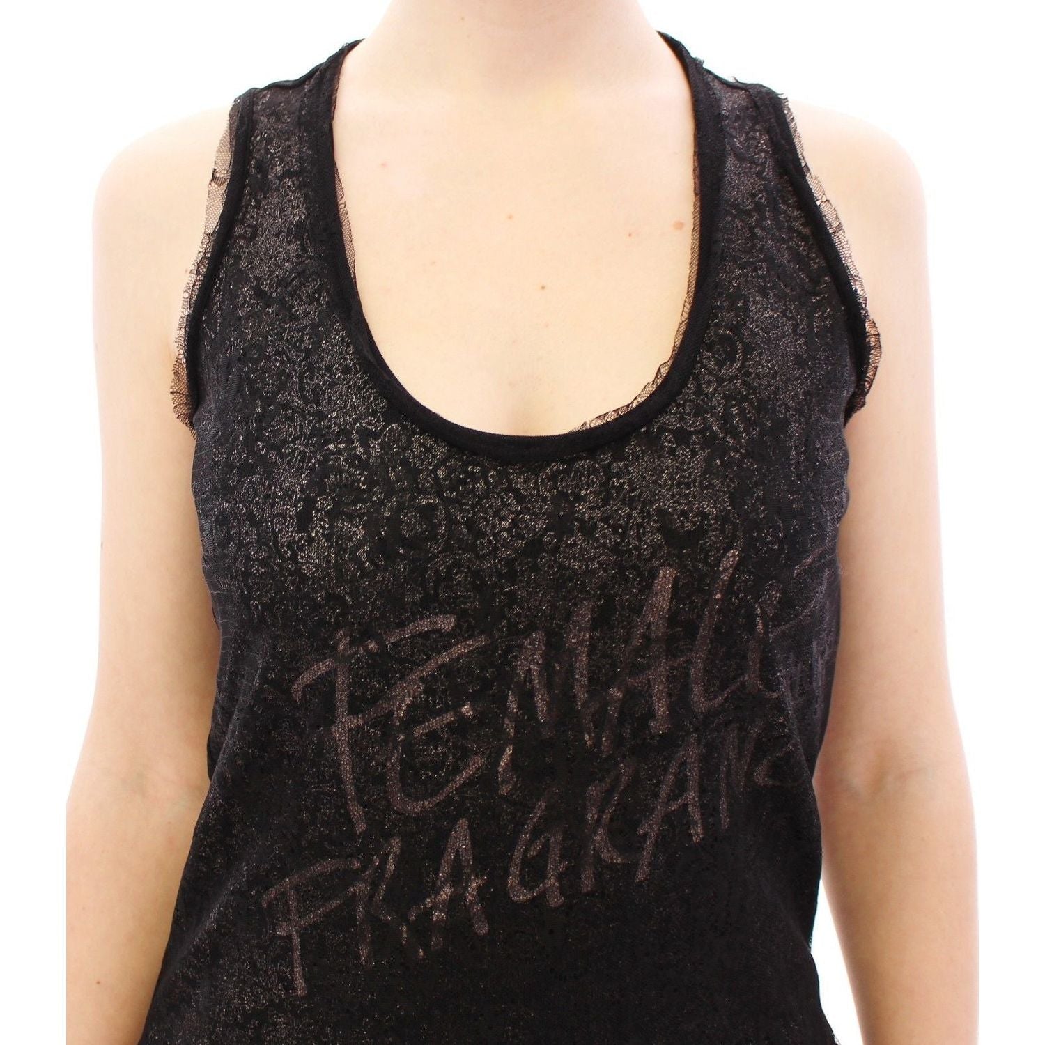 黑色尼龙蕾丝细节迷你连衣裙