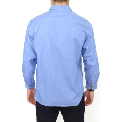Ermanno Scervino Blue Cotton Dress Classic Fit Shirt