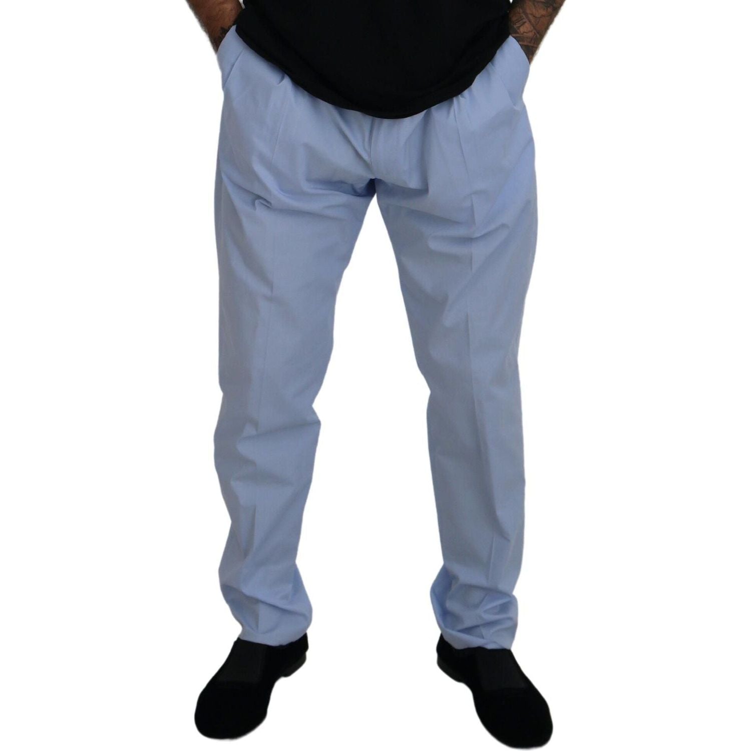 Dolce & Gabbana Blue Cotton Stretch Trousers Chinos Pants