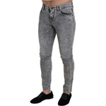 Dolce & Gabbana Gray Slim Fit Wash Stretch Cotton Denim Jeans