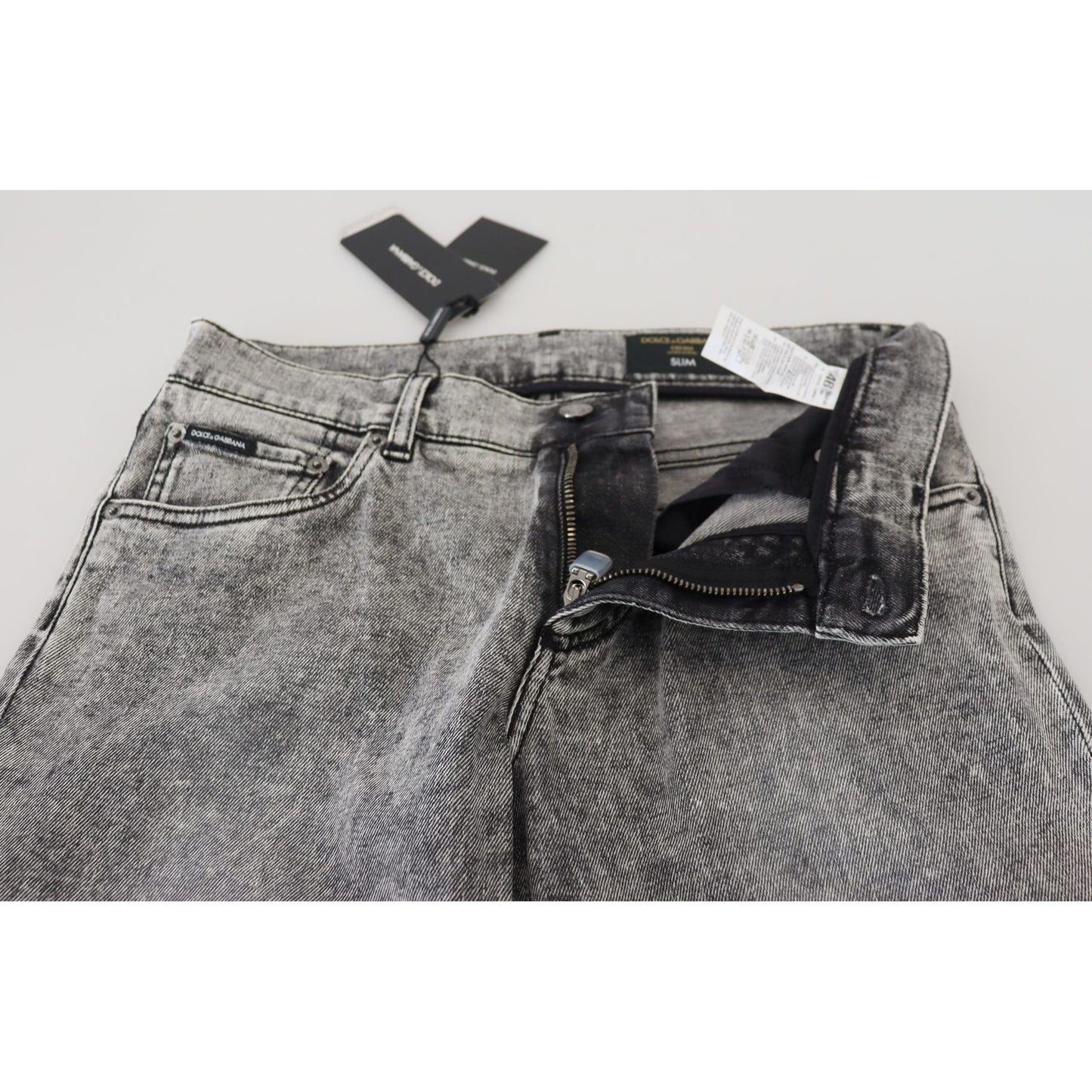 Dolce & Gabbana Gray Slim Fit Wash Stretch Cotton Denim Jeans