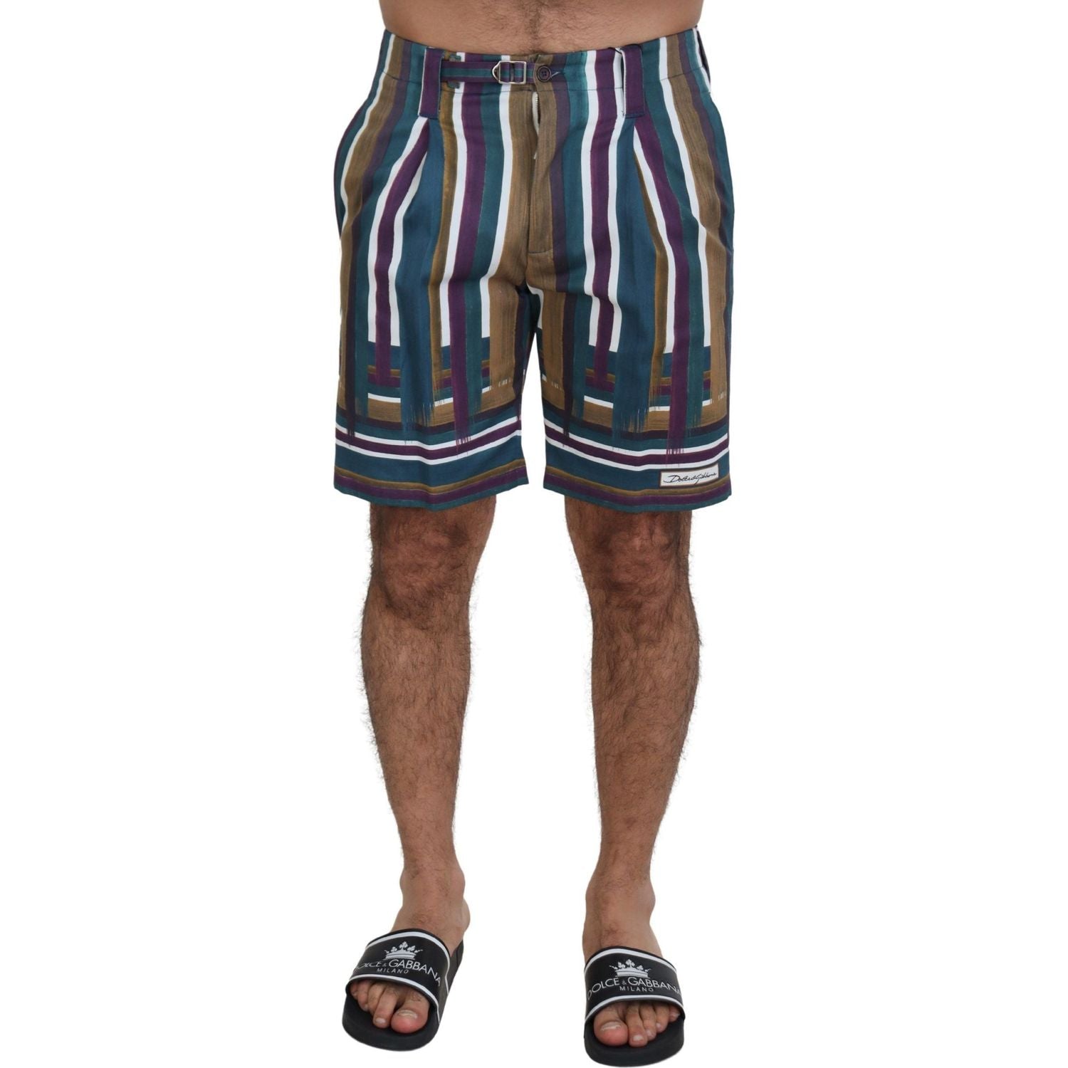 Dolce & Gabbana Multicolor Striped Stretch Cotton Shorts