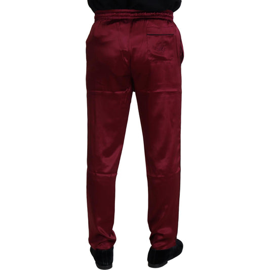 Dolce & Gabbana Silk Lounge Pants in Bordeaux Jeans & Pants Dolce & Gabbana