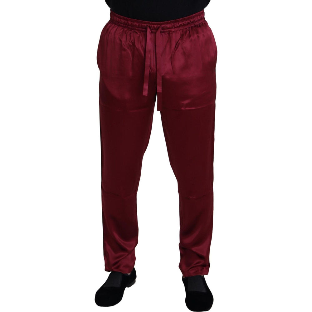 Dolce & Gabbana Bordeaux Silk DG Sleep Lounge Pants PAN74044- 48
