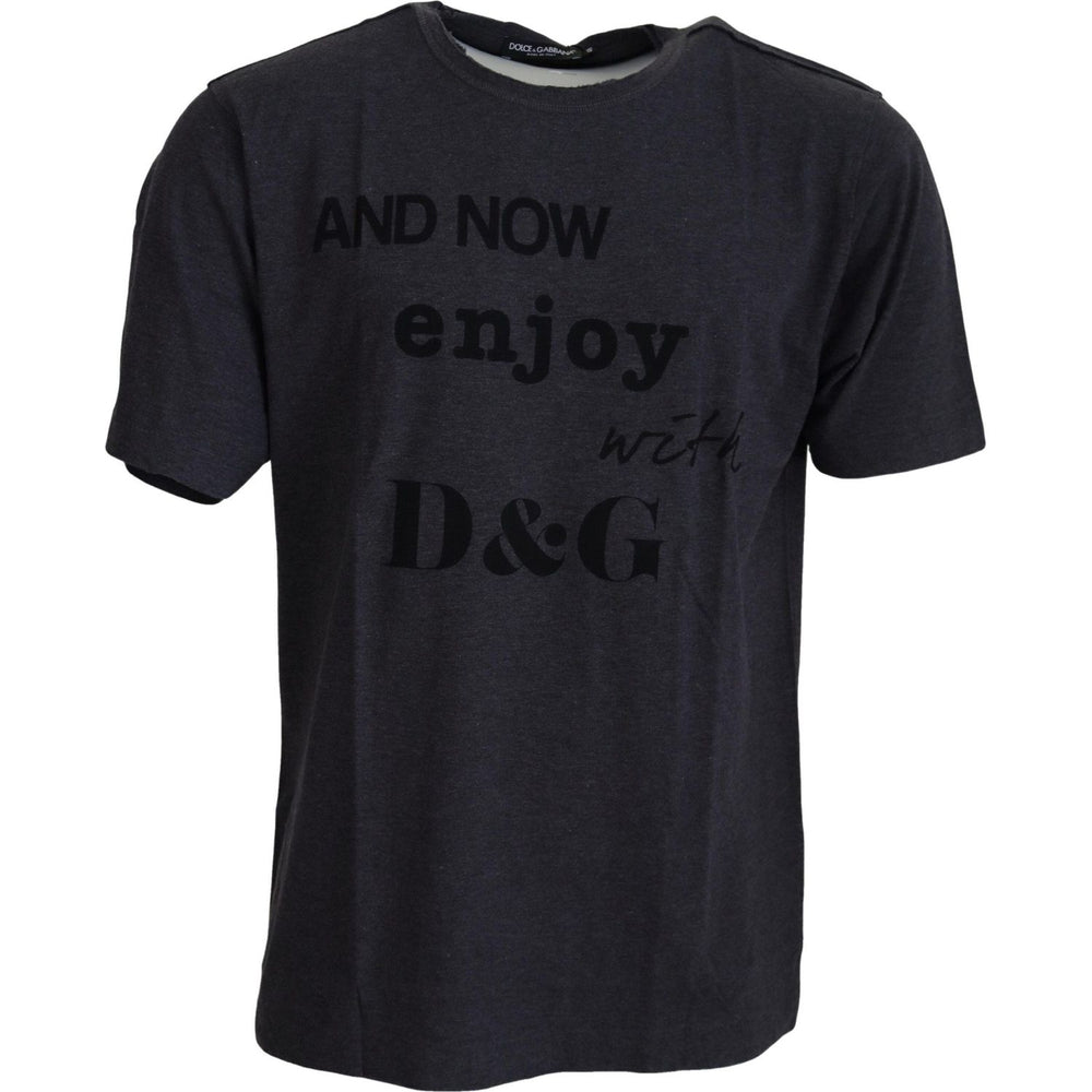 Dolce & Gabbana Gray Crewneck Cotton Short Sleeve T-shirt MAN T-SHIRTS