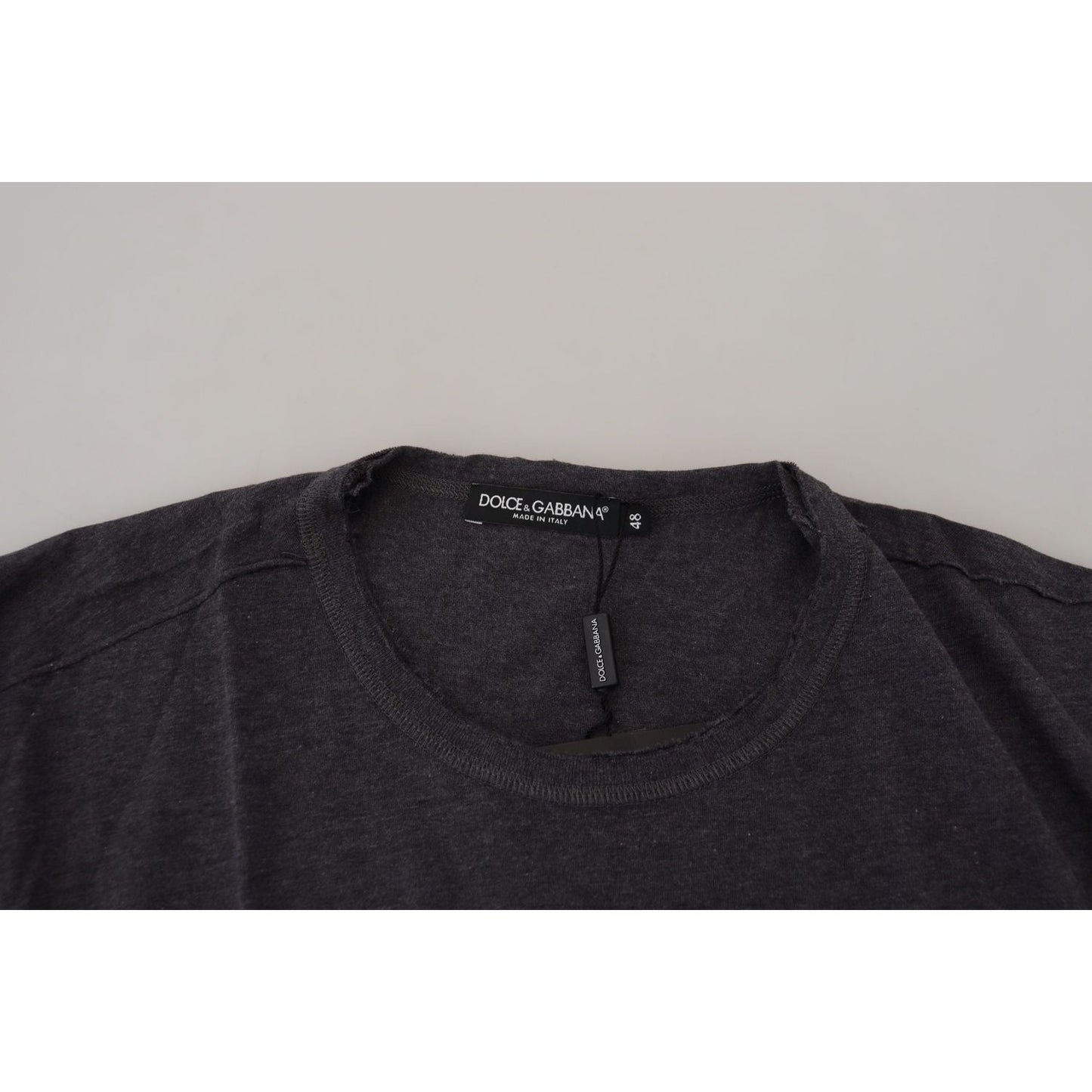 Dolce & Gabbana Gray Crewneck Cotton Short Sleeve T-shirt MAN T-SHIRTS