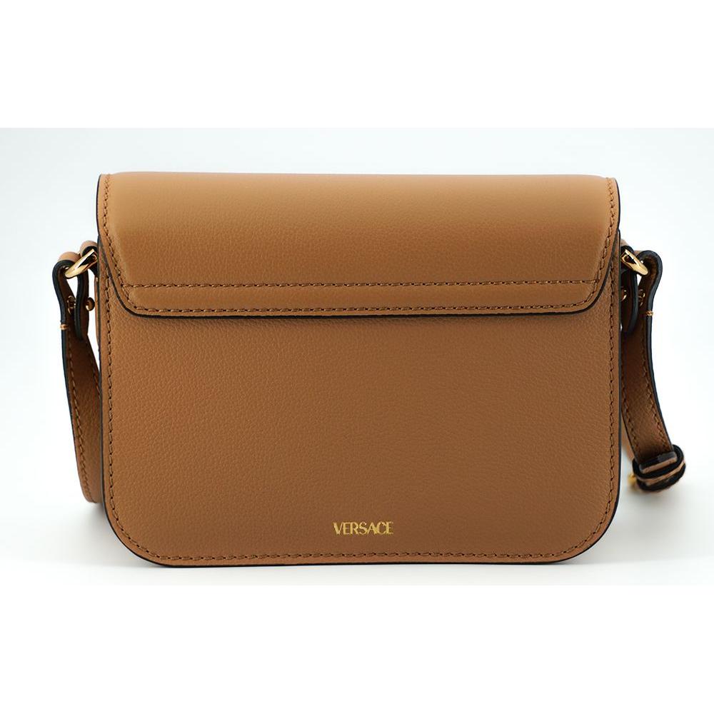 Versace Elegant Calf Leather Shoulder Bag in Brown WOMAN SHOULDER BAGS