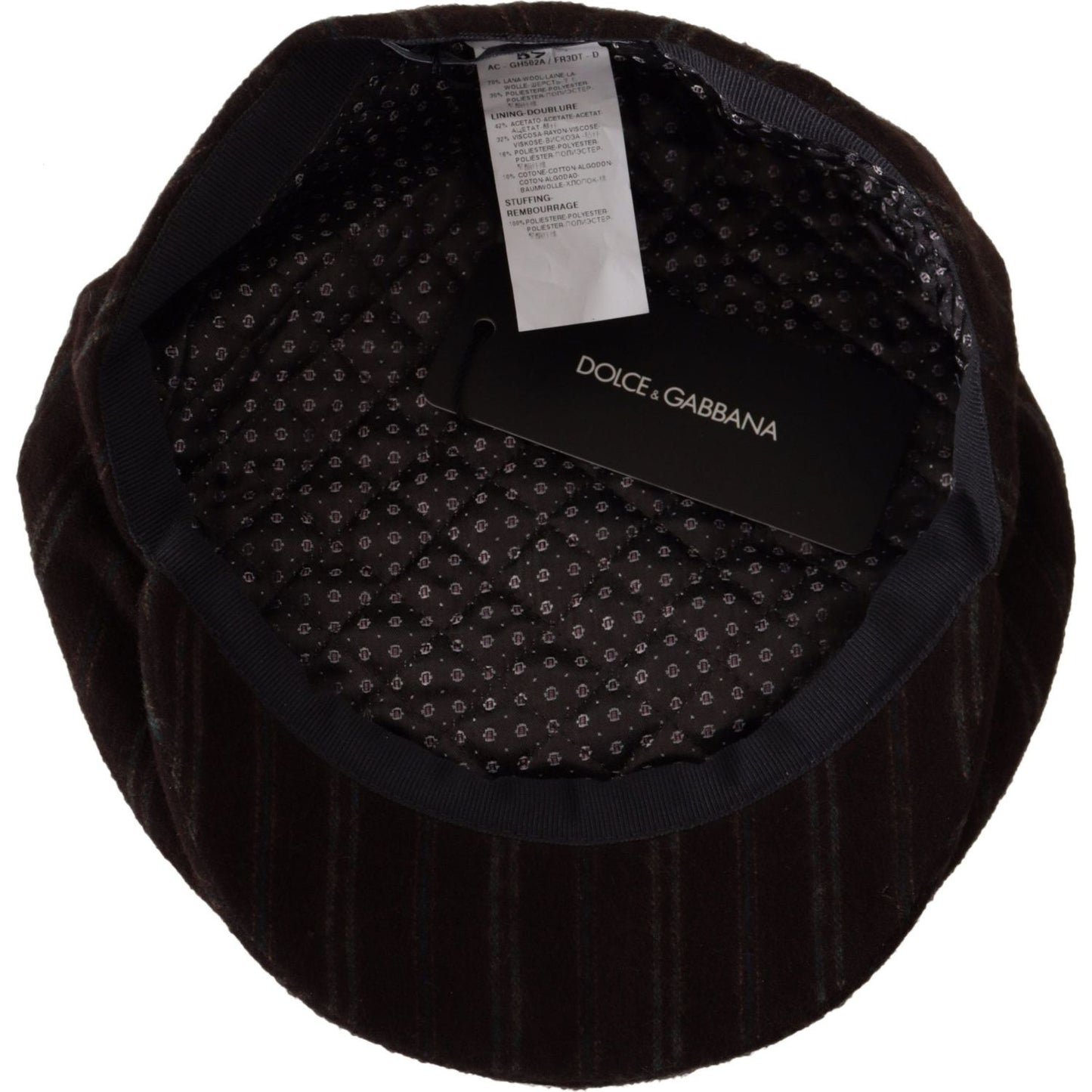 Dolce & Gabbana Elegant Striped Wool Blend Newsboy Cap Dolce & Gabbana