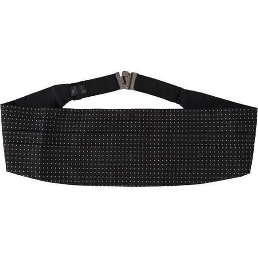Dolce & Gabbana Black Polka Dot Wide Waist Men Belt Cummerband
