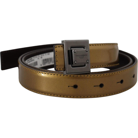 Dolce & Gabbana Gold Square Buckle Leather Belt Dolce & Gabbana