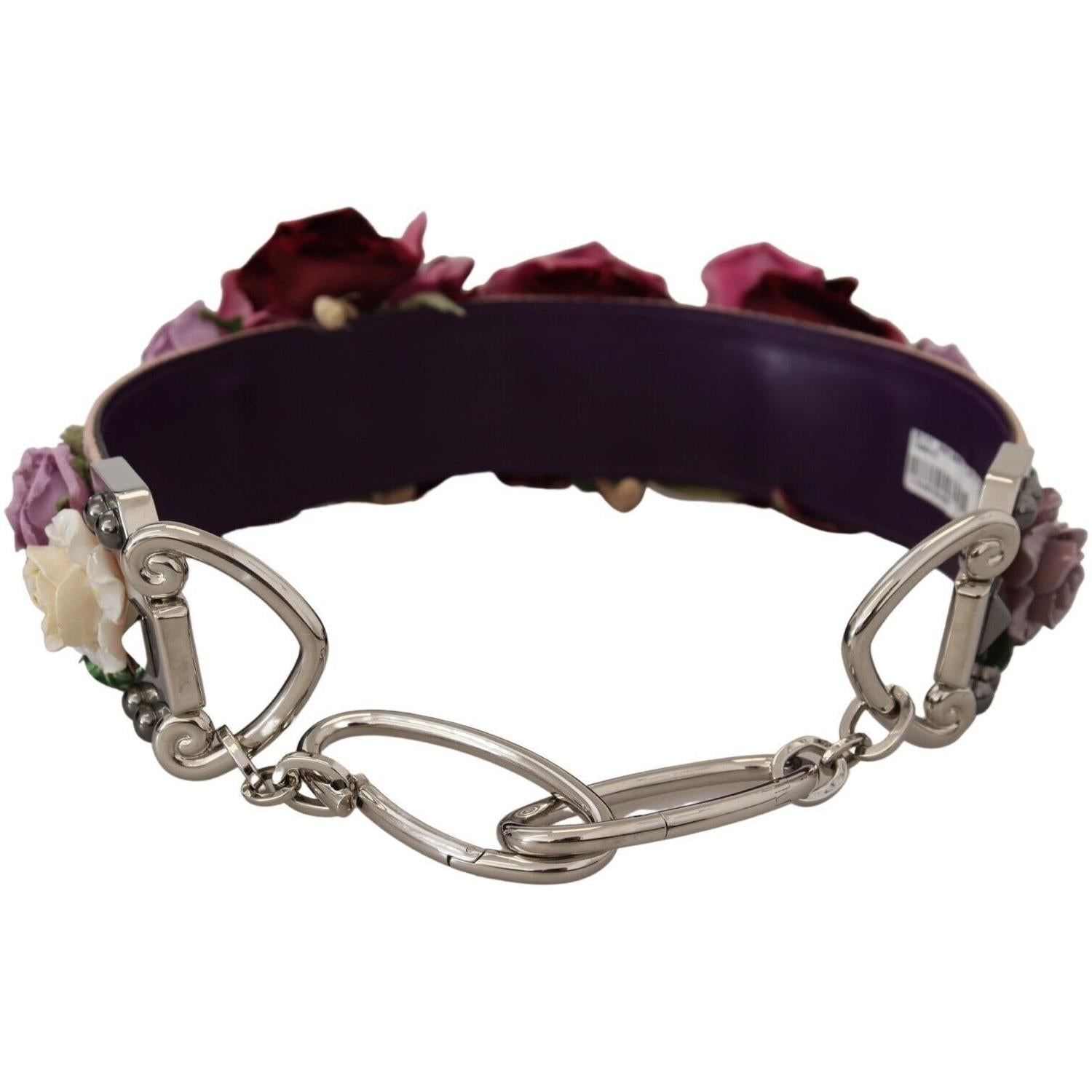 米色花卉皮革肩带配饰