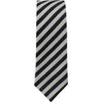 Denny Rose White Blue Striped Classic Adjustable Men Silk Tie