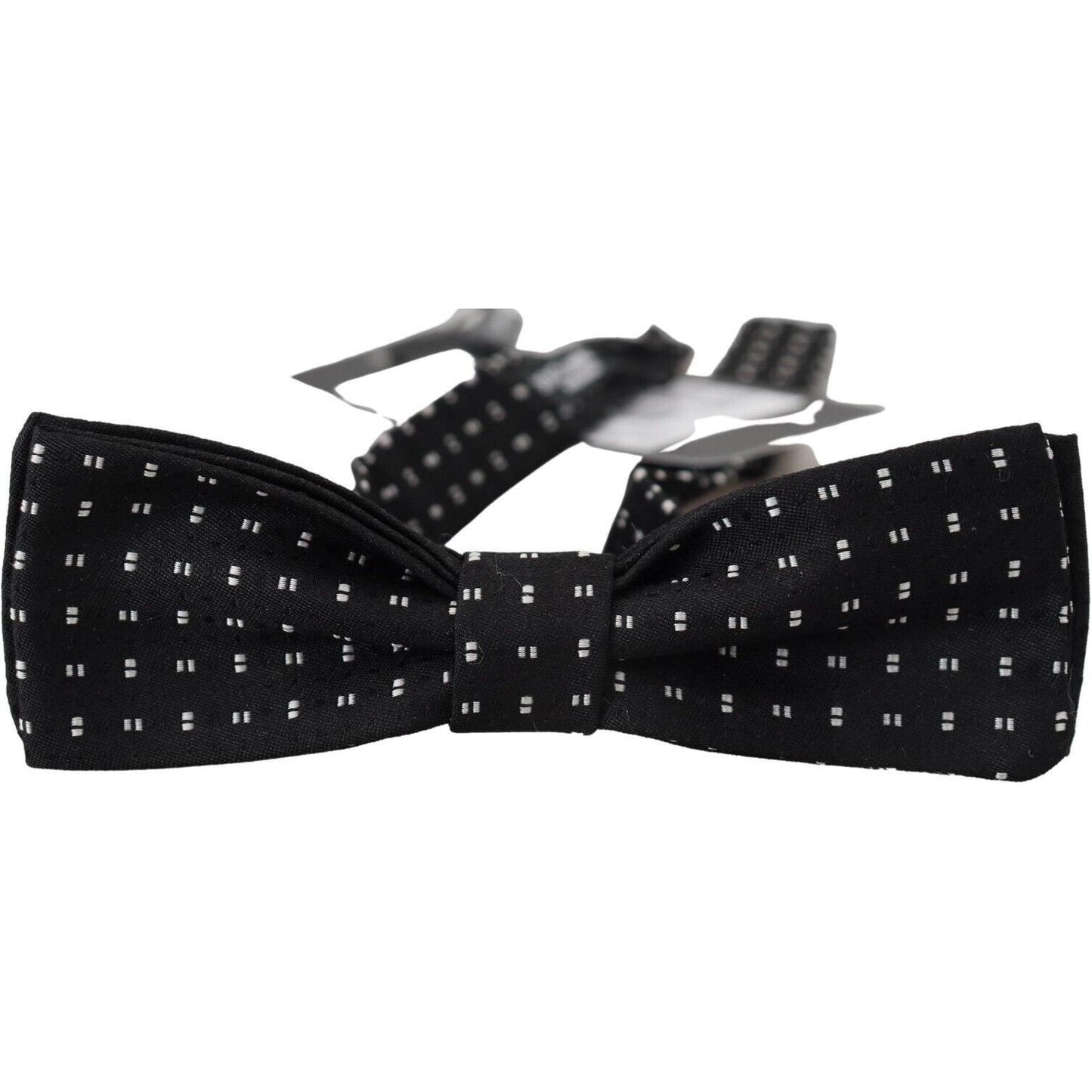 Dolce & Gabbana Black Silk Patterned Neck Papillon Accessory Bow Tie