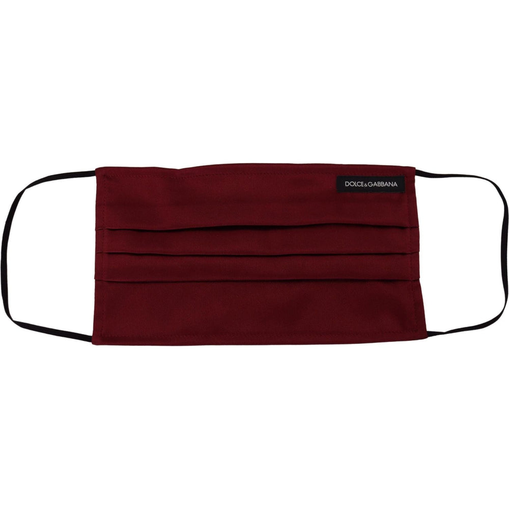 Dolce & Gabbana Maroon Silk Pleated Elastic Ear Strap One Size Face Mask
