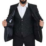 Dolce & Gabbana Black Floral Brocade 2 Piece MARTINI Suit