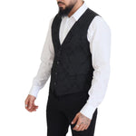 Dolce & Gabbana Black Floral Brocade 2 Piece MARTINI Suit