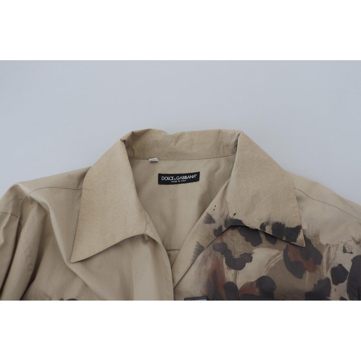 Dolce & Gabbana Beige Camouflage Cotton Long Sleeves Shirt