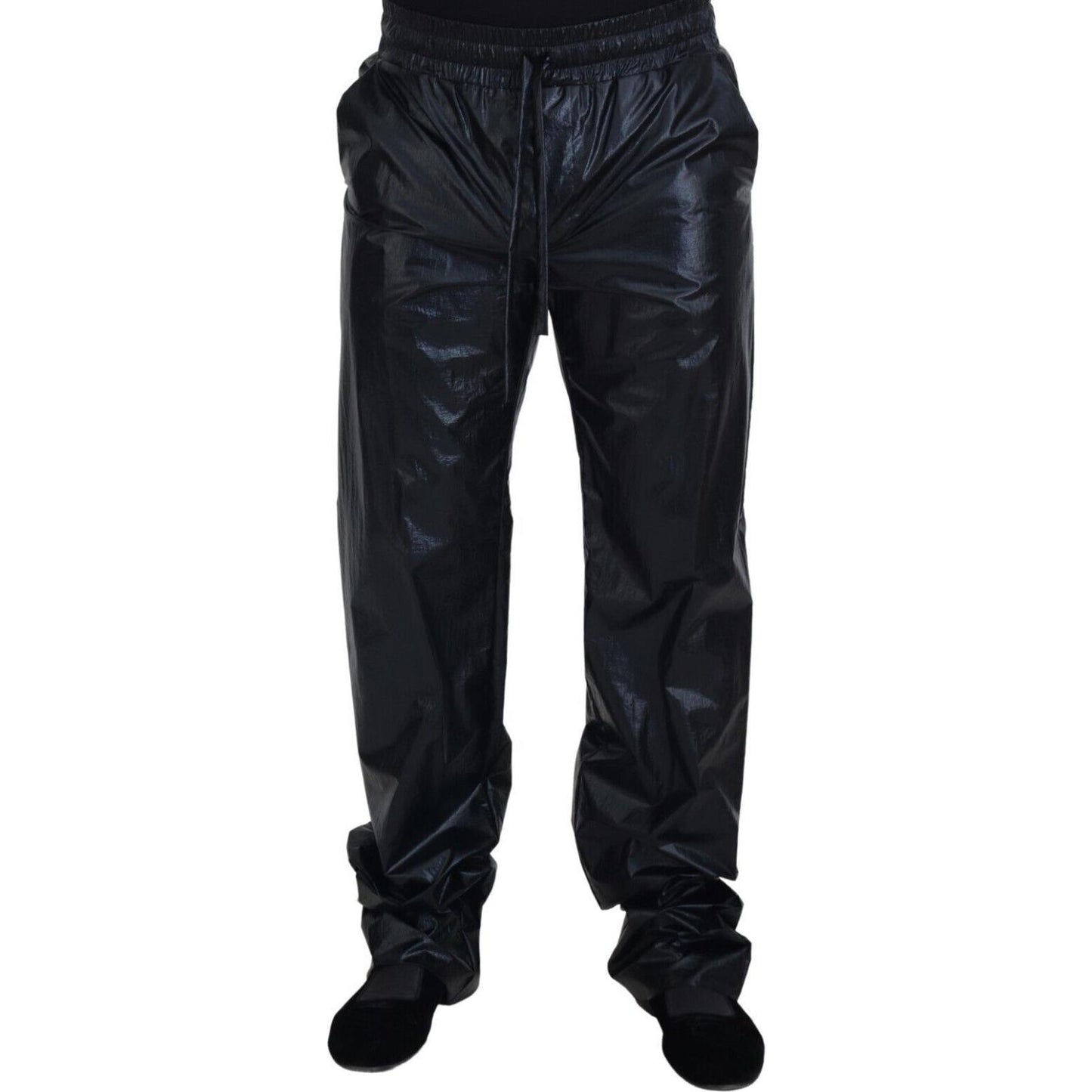 Dolce & Gabbana Black Shining Drawstring Trouser Nylon Pants