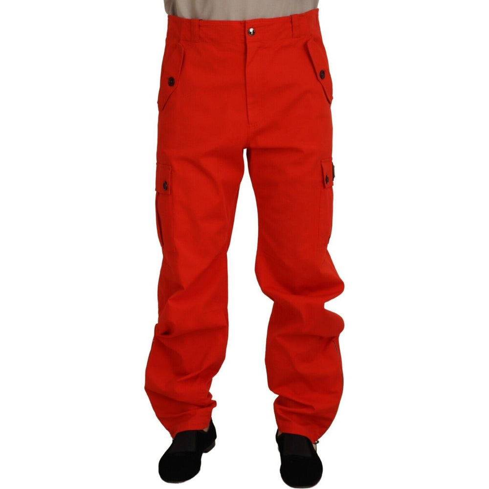 Dolce & Gabbana Red Cargo Men Trousers Cotton Pants